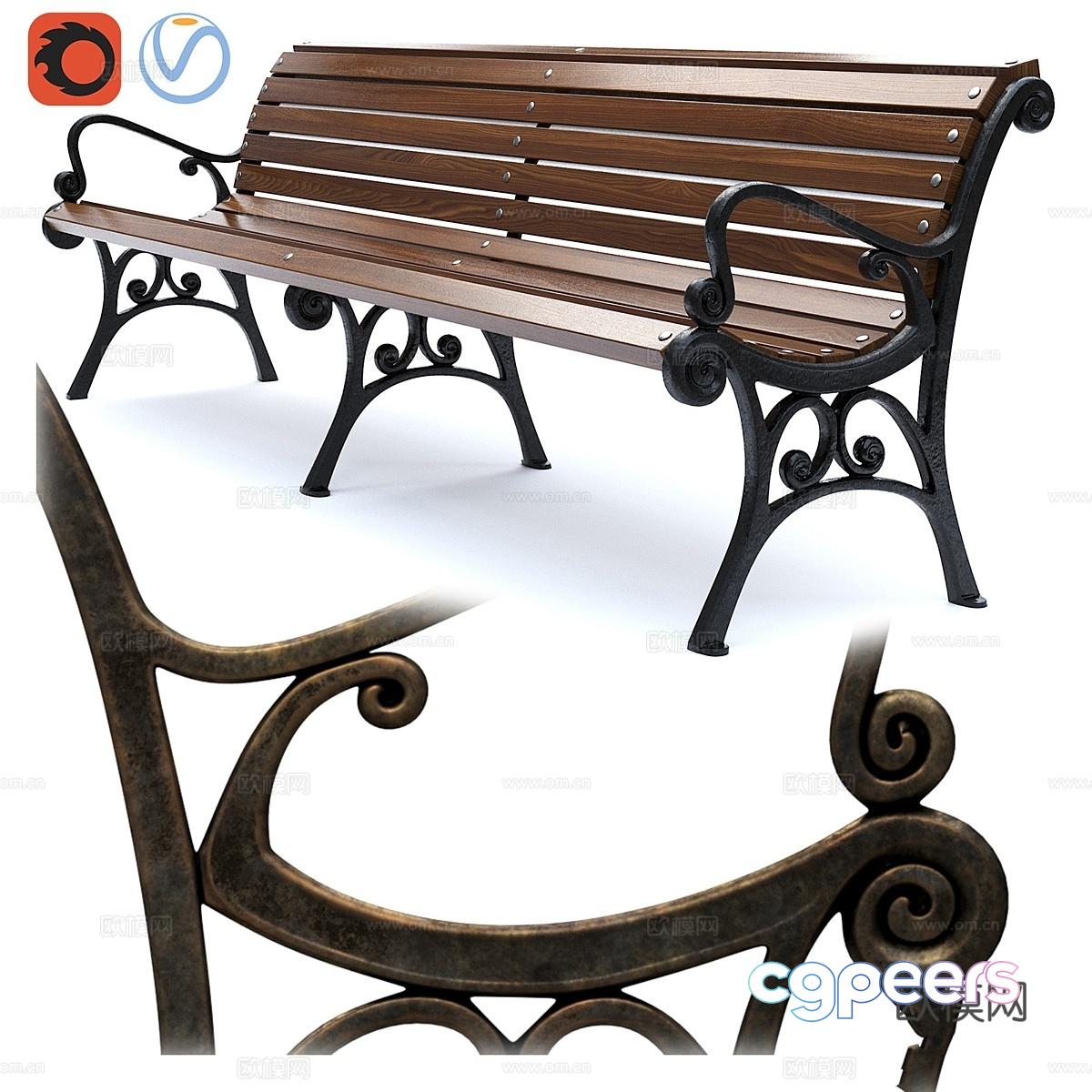 A Park Bench 3D Model - 395 - VRAY Render A Park Bench 3D Model - 395 - VRAY Render