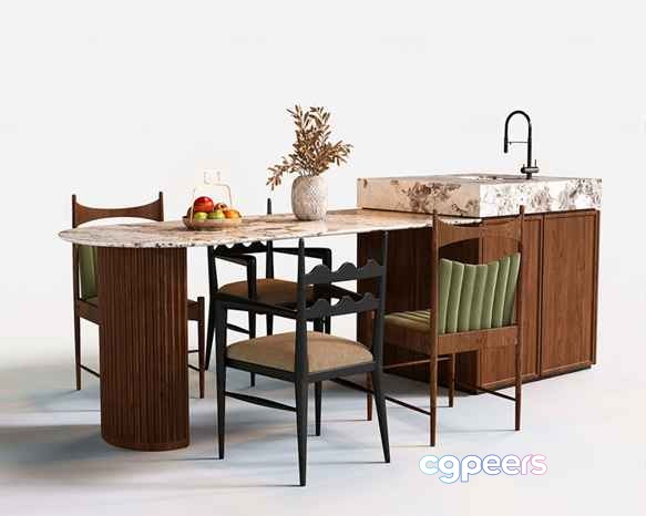 A Modern Kitchen 3D Model - 11110 - VRAY Render