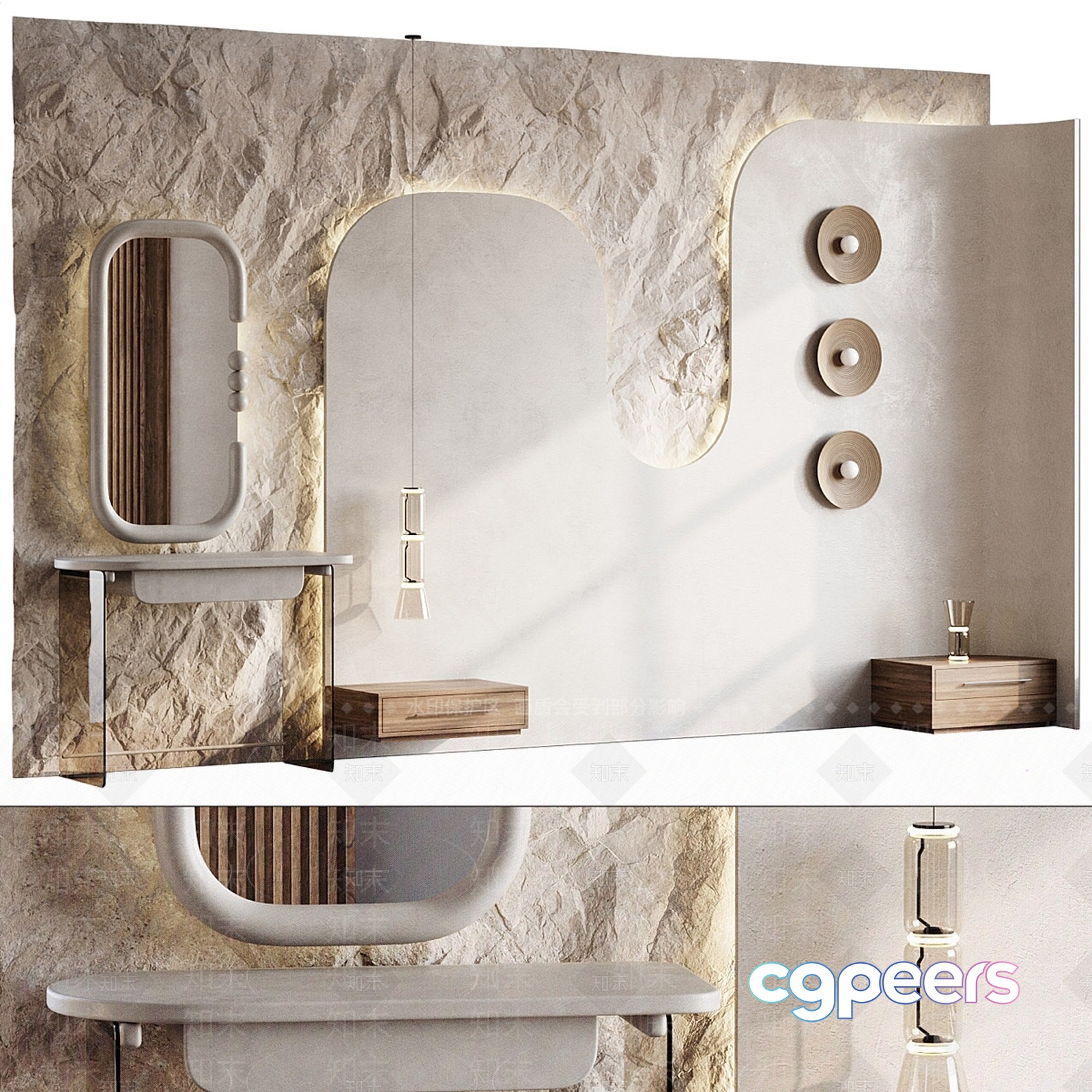 Modern Minimalist Wall Decor 3D Model - 9822 - VRAY Render Modern Minimalist Wall Decor 3D Model - 9822 - VRAY Render