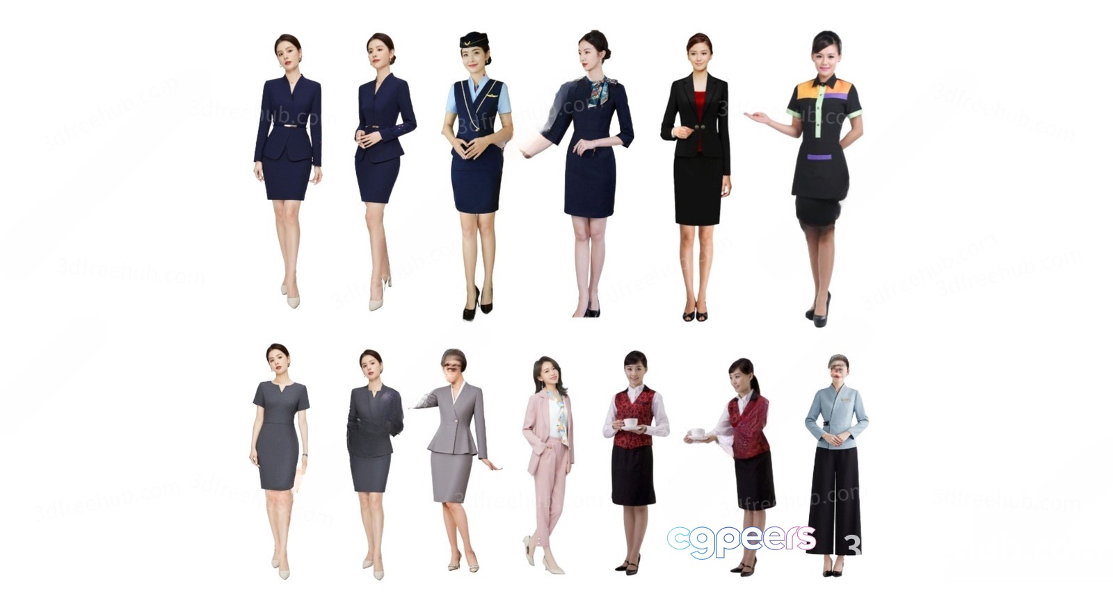 Flight Attendant 3D Model - 21590 - VRAY Render