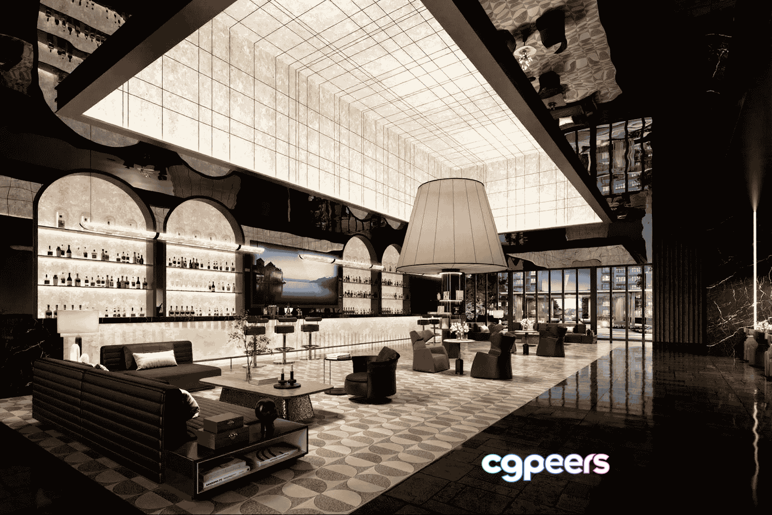 Modern Lounge Area 3D Model - 10957 - VRAY Render