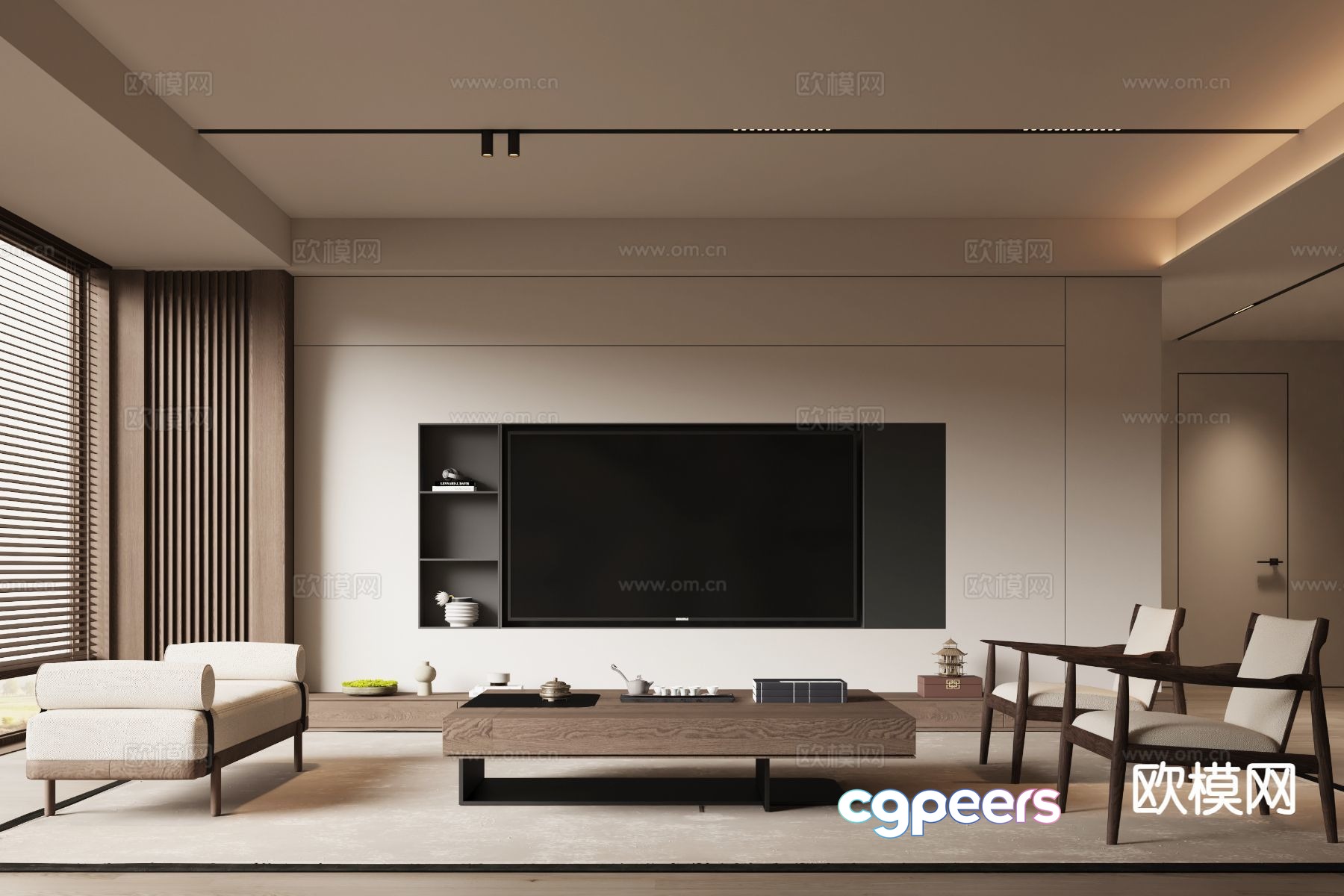 A Modern Living Room 3D Model - 15682 - VRAY Render