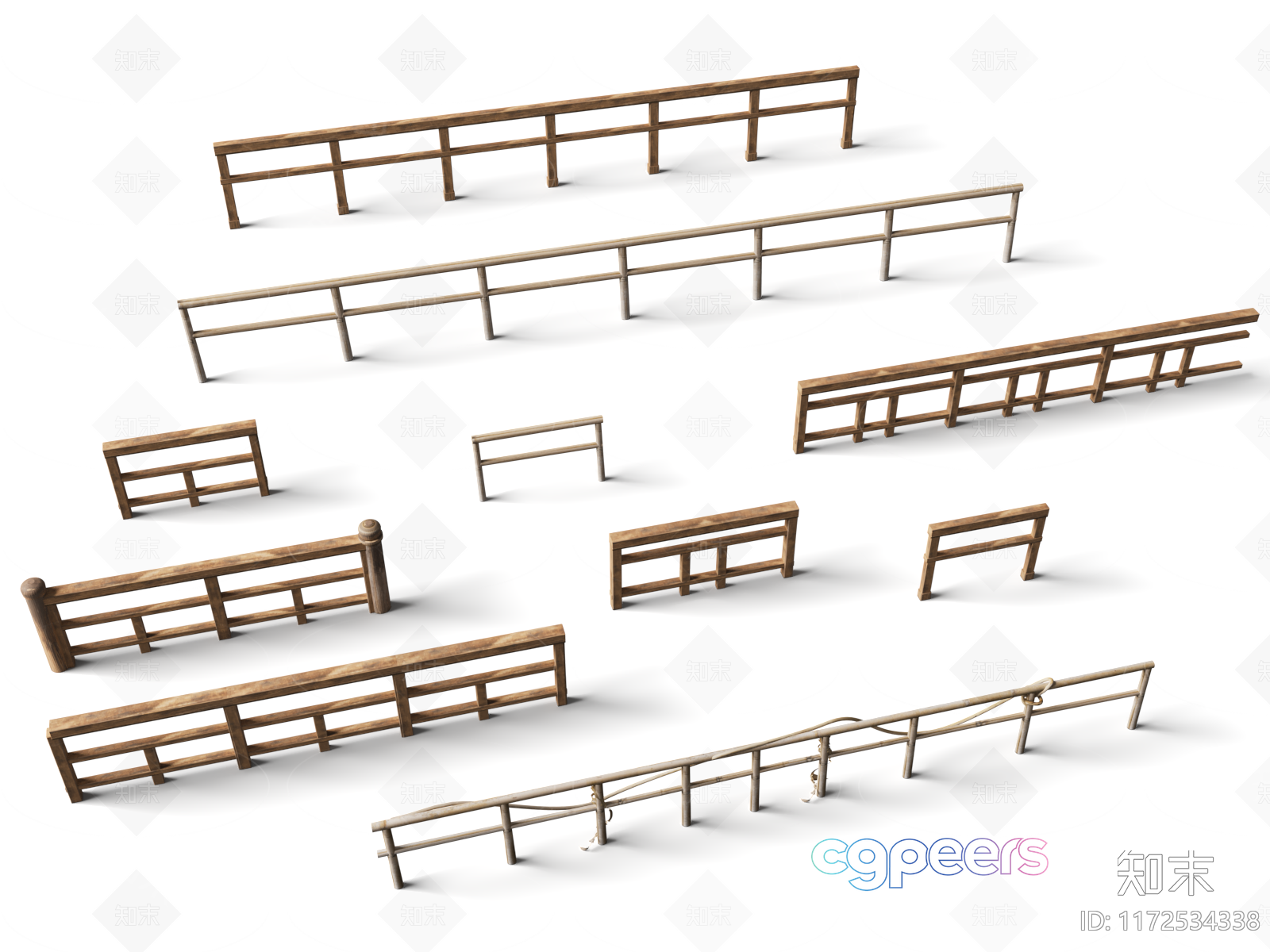 Several Types Of Wooden Fences 3D Model - 18146 - VRAY Render