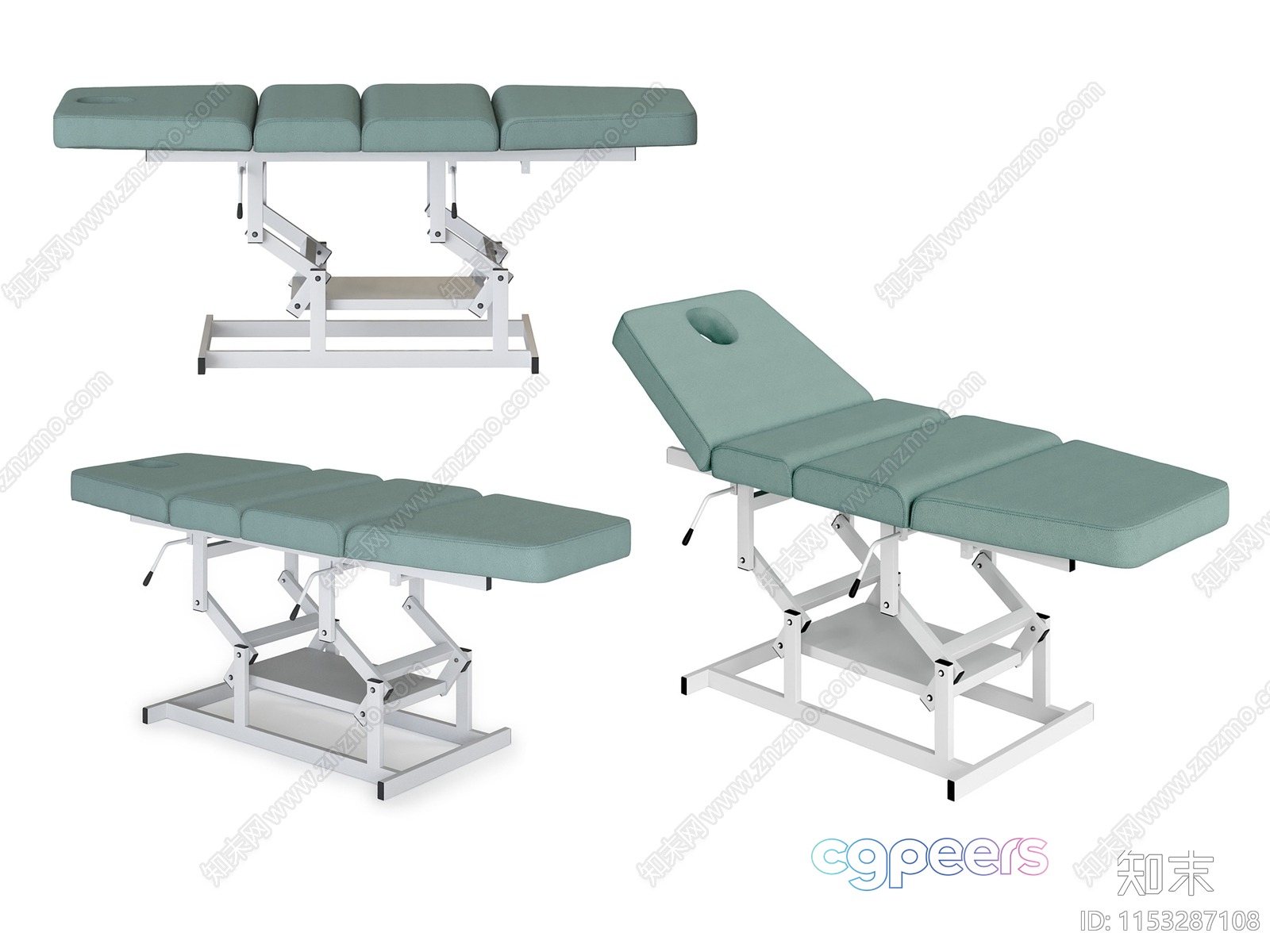 A Massage Table With A Light Green Cushion 3D Model - 10379 - VRAY Render