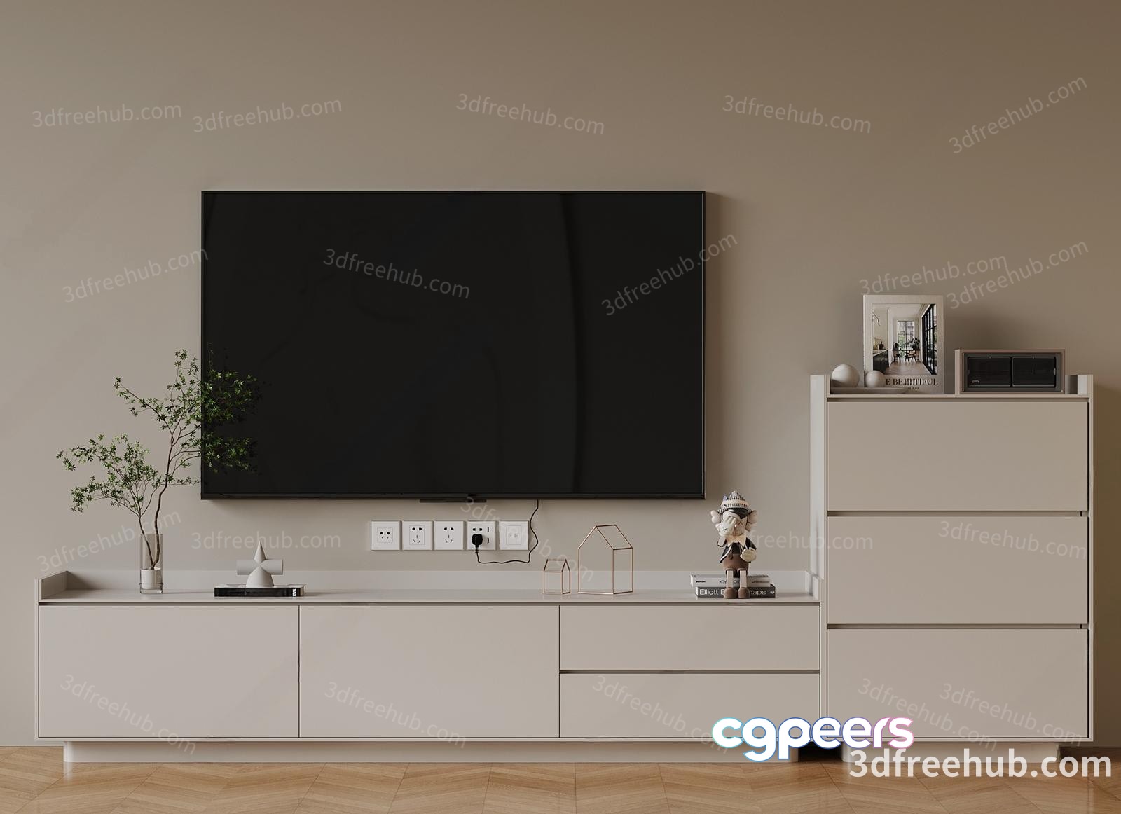 Modern Minimalist Entertainment Center 3D Model - 20871 - VRAY Render