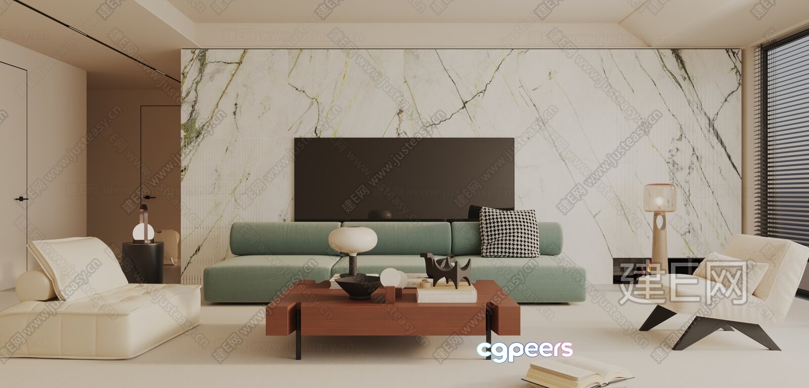 Modern Living Room 3D Model - 10102 - VRAY Render