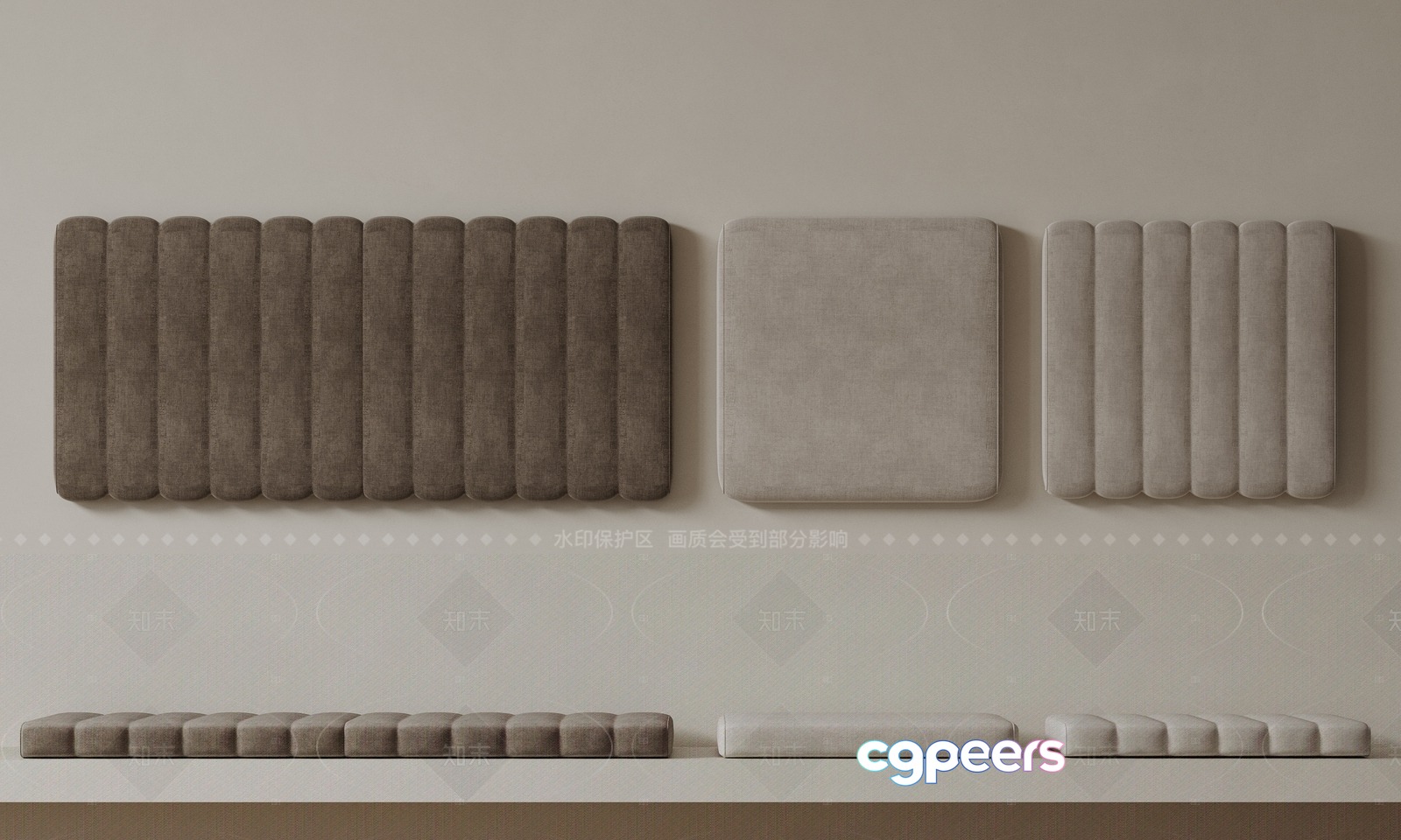 Modern Fabric Wall Panels 3D Model - 8423 - VRAY Render