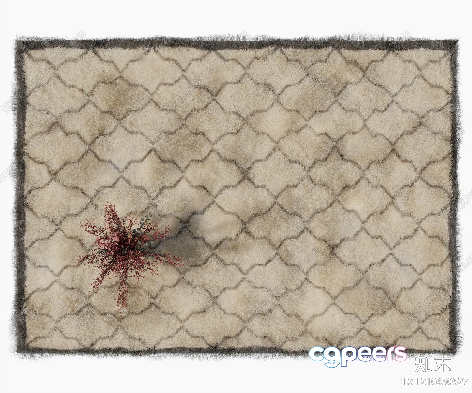 A Beige Rug With A Brown Border 3D Model - 7887 - VRAY Render