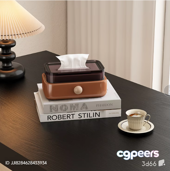 A Table With Books A Tissue Box And A Cup Of Coffee 3D Model - 18539 - VRAY Render A Table With Books A Tissue Box And A Cup Of Coffee 3D Model - 18539 - VRAY Render
