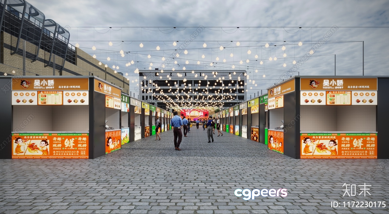 The Main Subject Is A Street With Food Stalls 3D Model - 6242 - CORONA Render The Main Subject Is A Street With Food Stalls 3D Model - 6242 - CORONA Render
