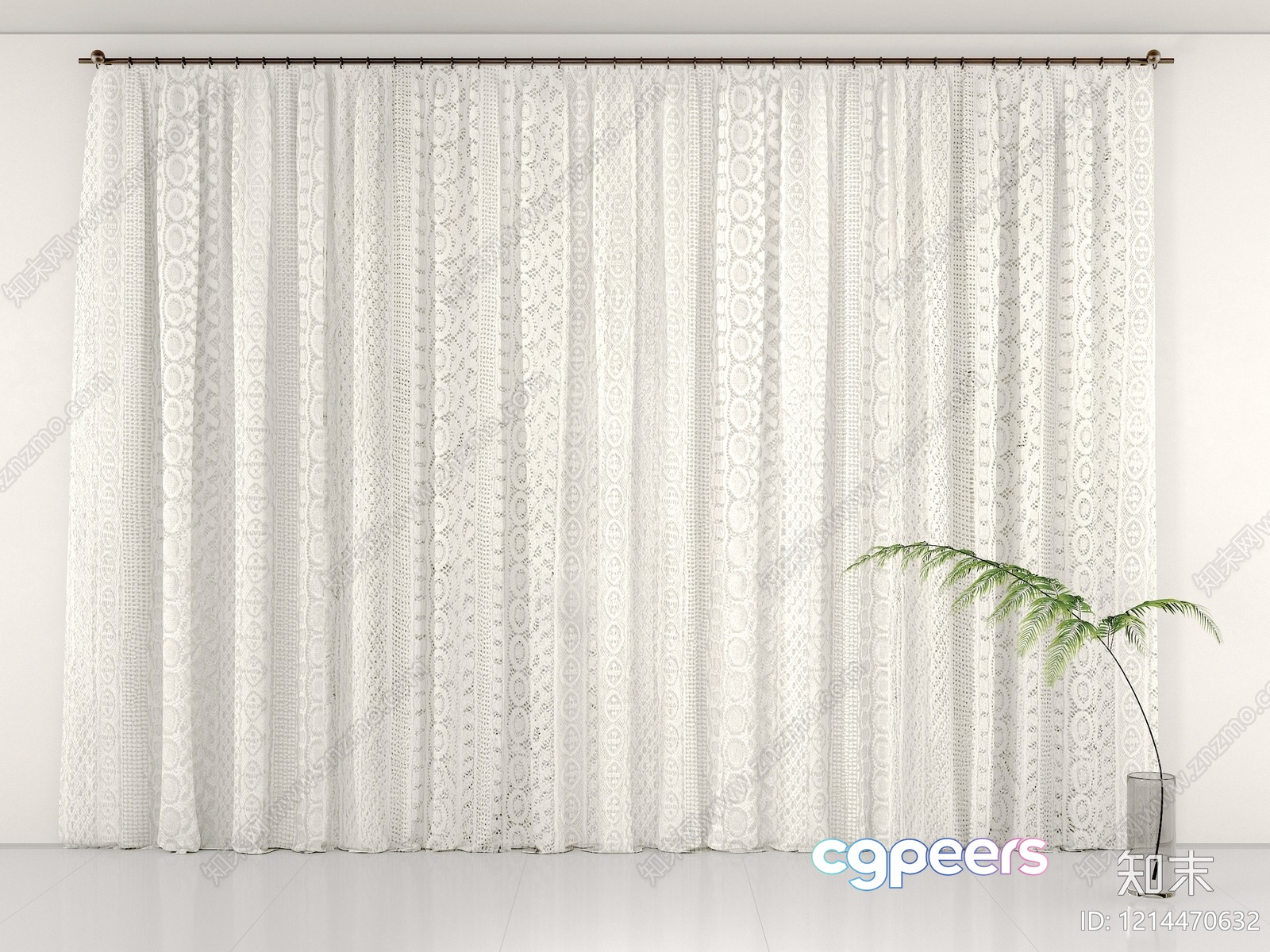 White Lace Curtains 3D Model - 13753 - VRAY Render