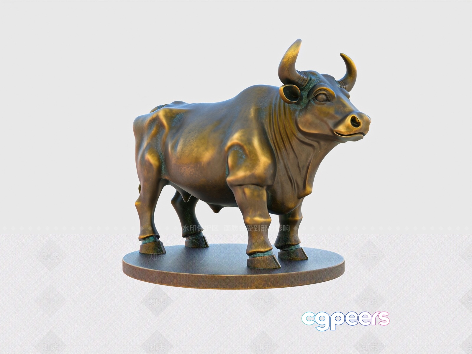 A Bronze Bull Statue 3D Model - 11252 - VRAY Render A Bronze Bull Statue 3D Model - 11252 - VRAY Render