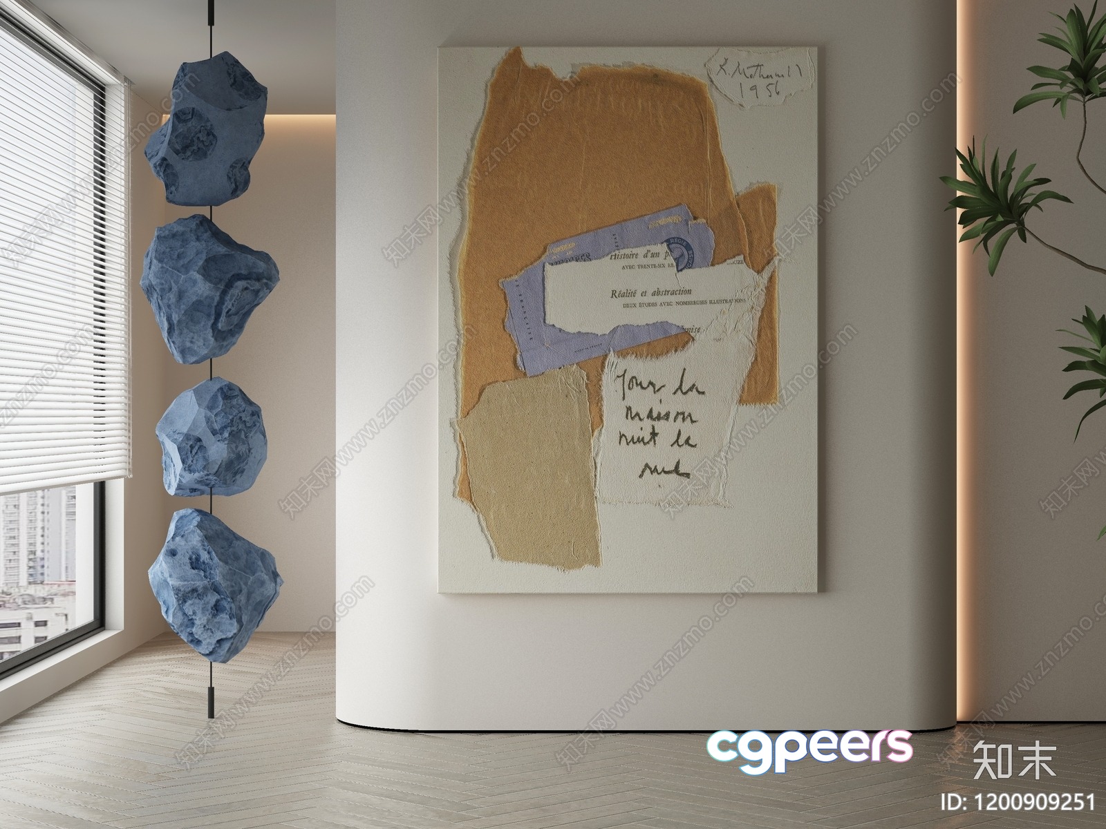Modern Abstract Art In A Room 3D Model - 14310 - VRAY Render