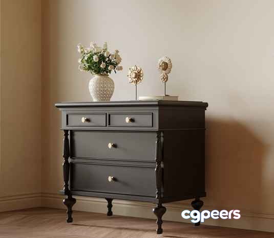 Dark Wooden Dresser 3D Model - 4868 - VRAY Render