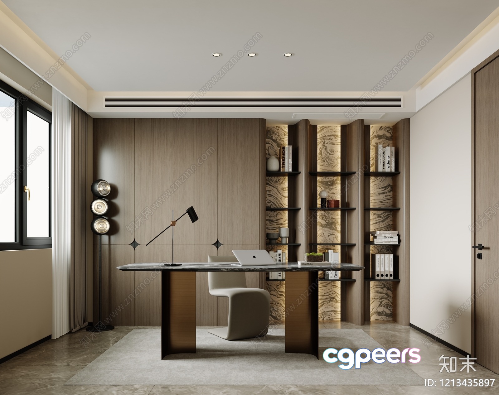Modern Home Office 3D Model - 7172 - VRAY Render