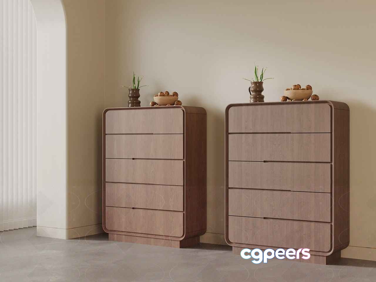 Tall Wooden Dressers 3D Model - 2371 - VRAY Render Tall Wooden Dressers 3D Model - 2371 - VRAY Render