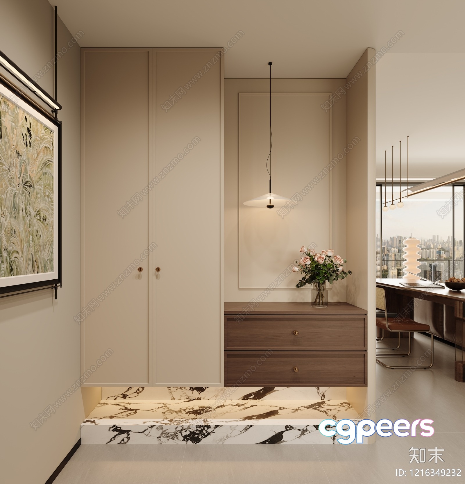 Modern Minimalist Living Space 3D Model - 14787 - VRAY Render