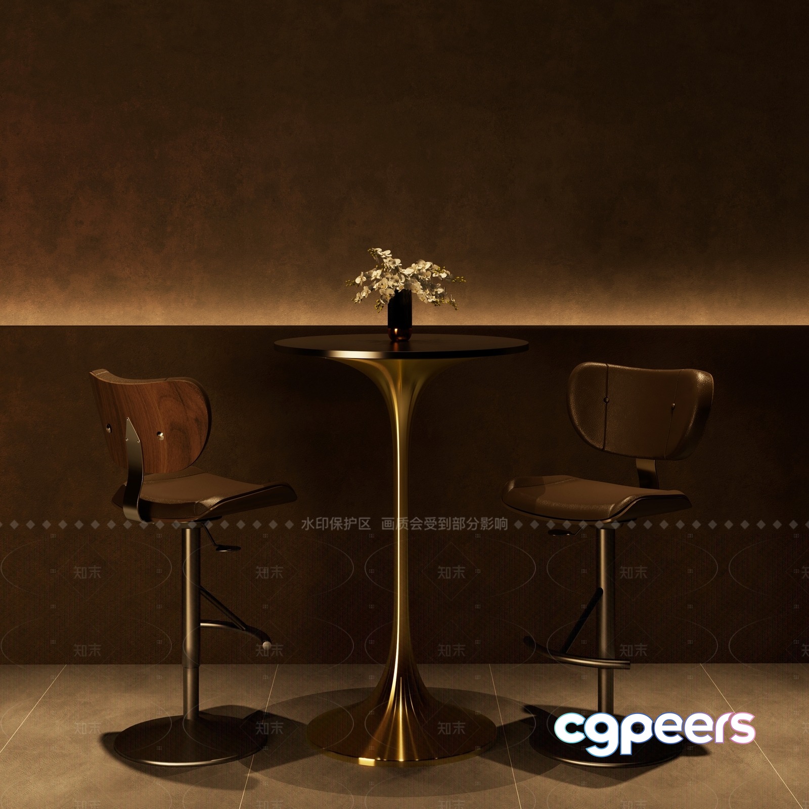 Modern Bar Setting 3D Model - 354 - VRAY Render