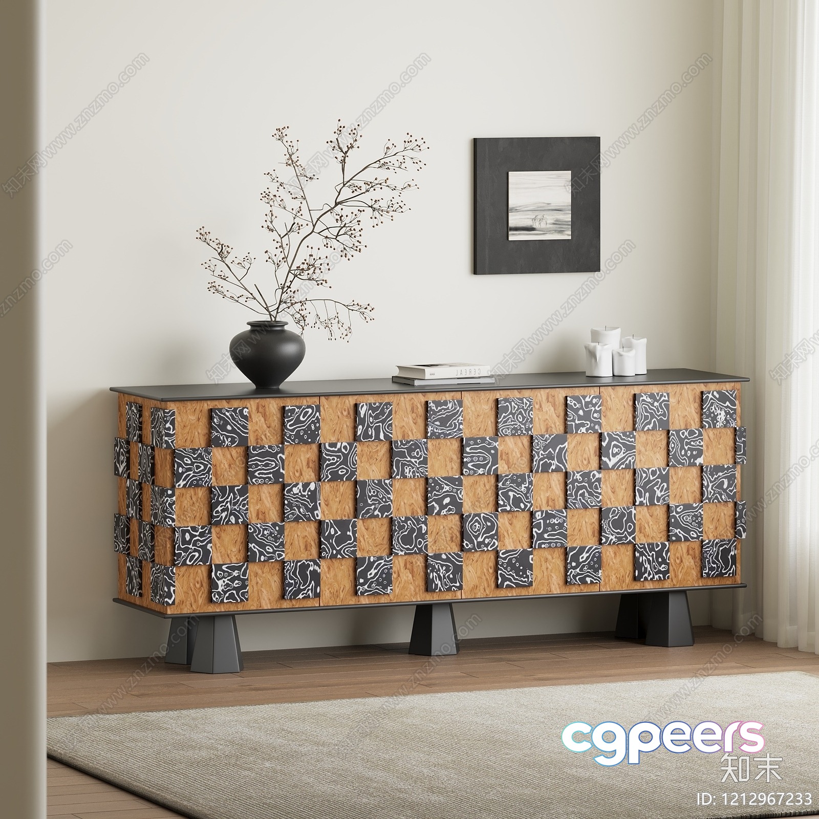 Modern Sideboard Furniture 3D Model - 16893 - VRAY Render Modern Sideboard Furniture 3D Model - 16893 - VRAY Render