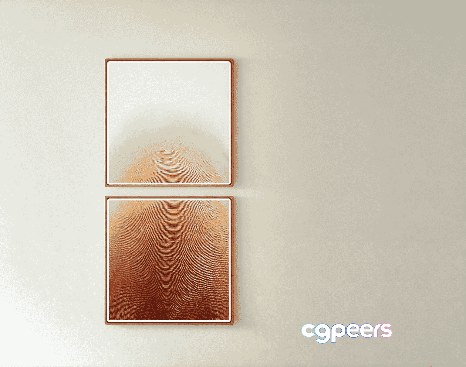 Two Square Paintings With A Brown Border 3D Model - 10162 - VRAY Render