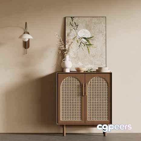 Modern Rattan Cabinet 3D Model - 17619 - VRAY Render Modern Rattan Cabinet 3D Model - 17619 - VRAY Render