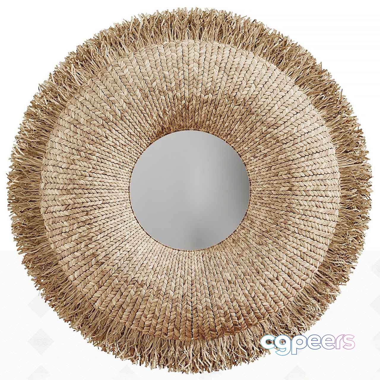 A Round Mirror With A Woven Straw Frame 3D Model - 4493 - CORONA Render