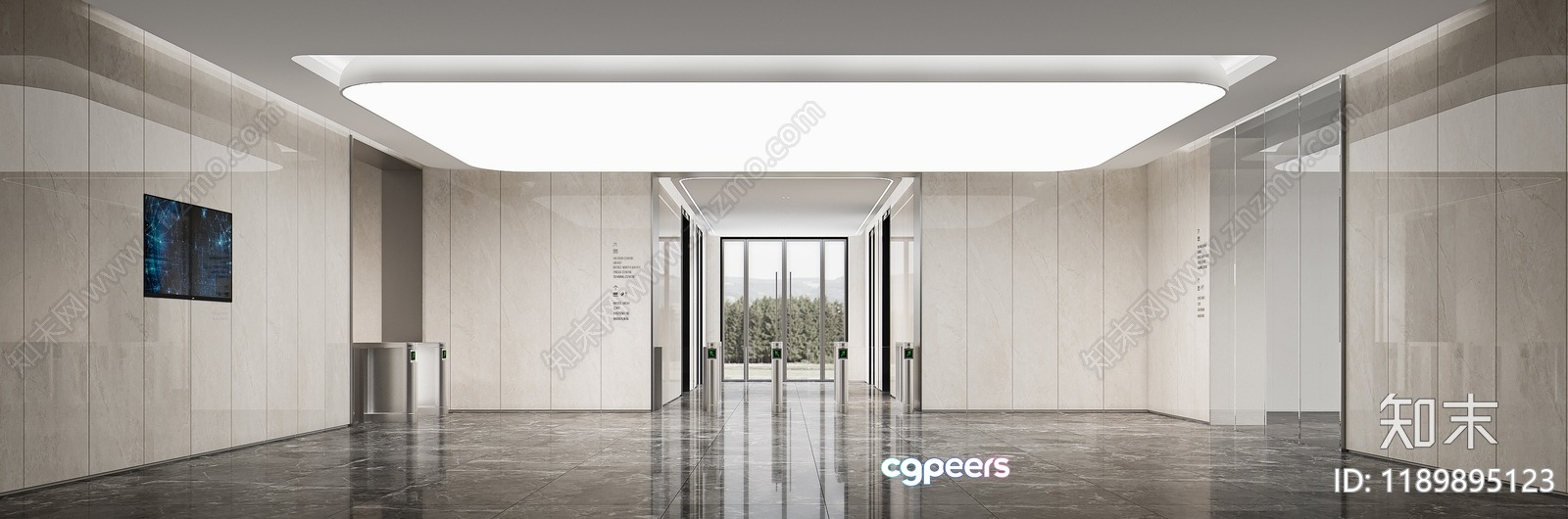 Modern Office Hallway 3D Model - 17535 - CORONA Render