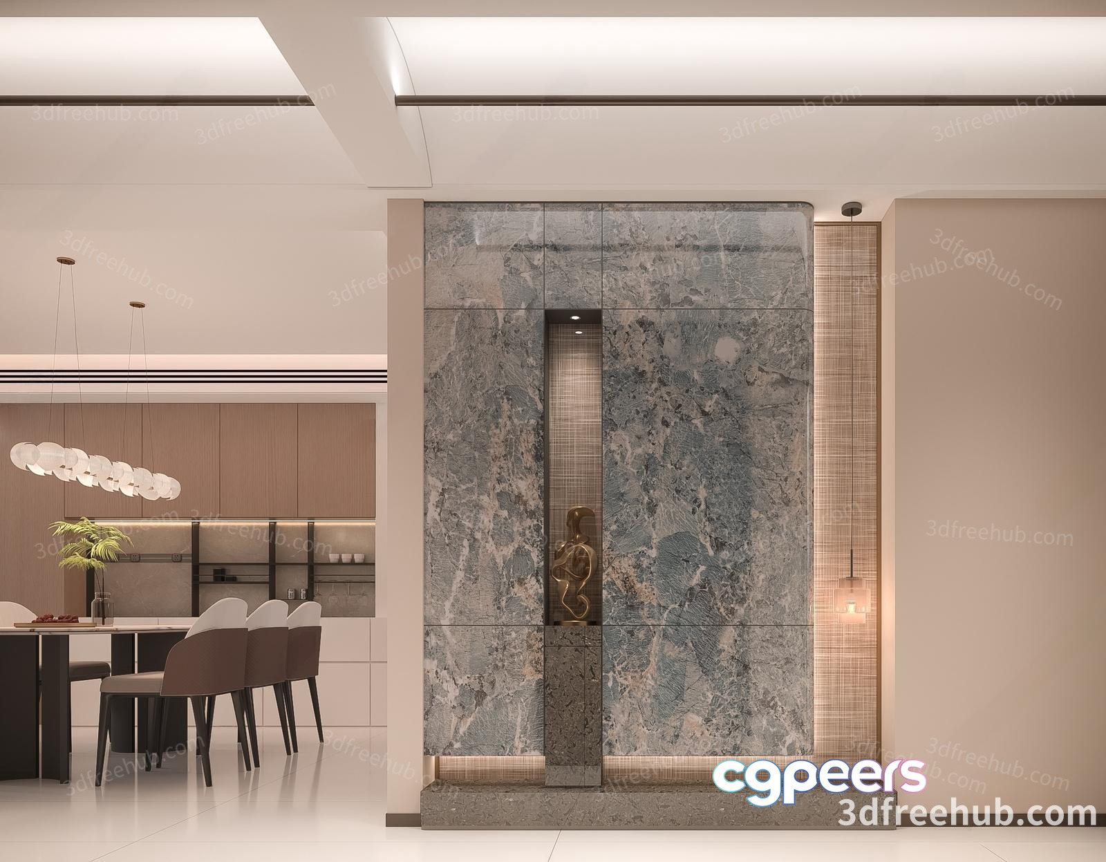 Modern Dining Room 3D Model - 19655 - VRAY Render