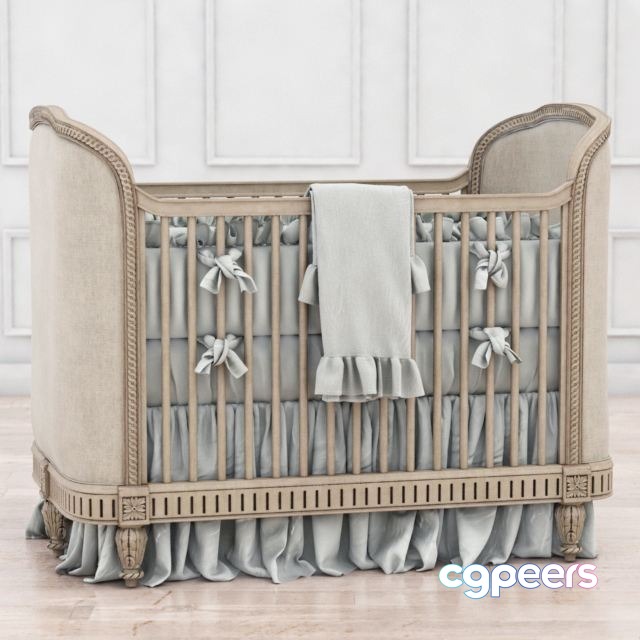 3ds Max Free - RH Belle Upholstered Crib 3ds Max Free - RH Belle Upholstered Crib