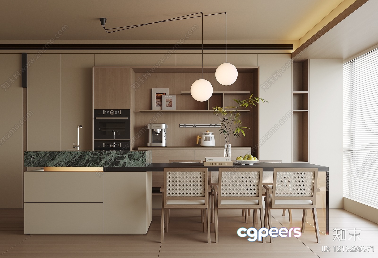 Modern Kitchen Island 3D Model - 18185 - VRAY Render