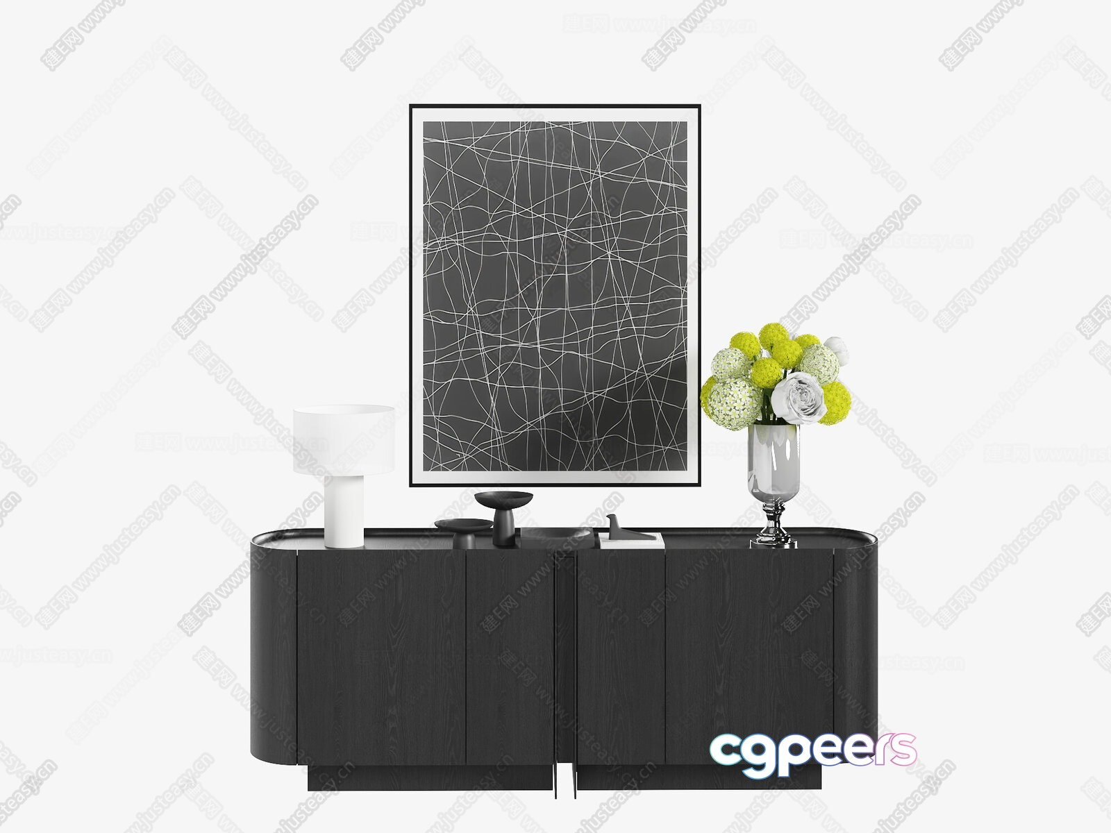 Modern Decorative Cabinet 3D Model - 14021 - VRAY Render Modern Decorative Cabinet 3D Model - 14021 - VRAY Render