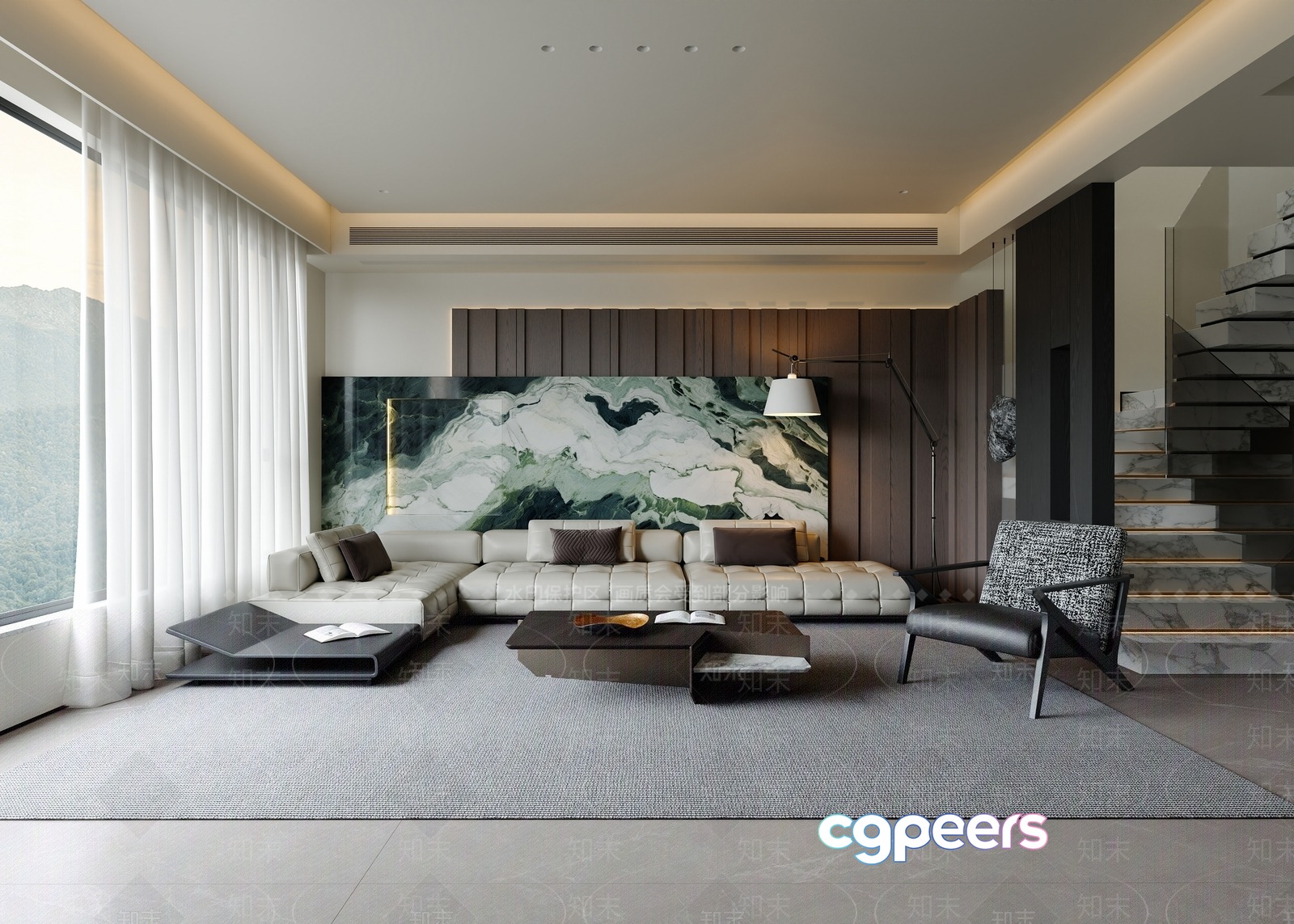 Modern Living Room 3D Model - 21127 - VRAY Render