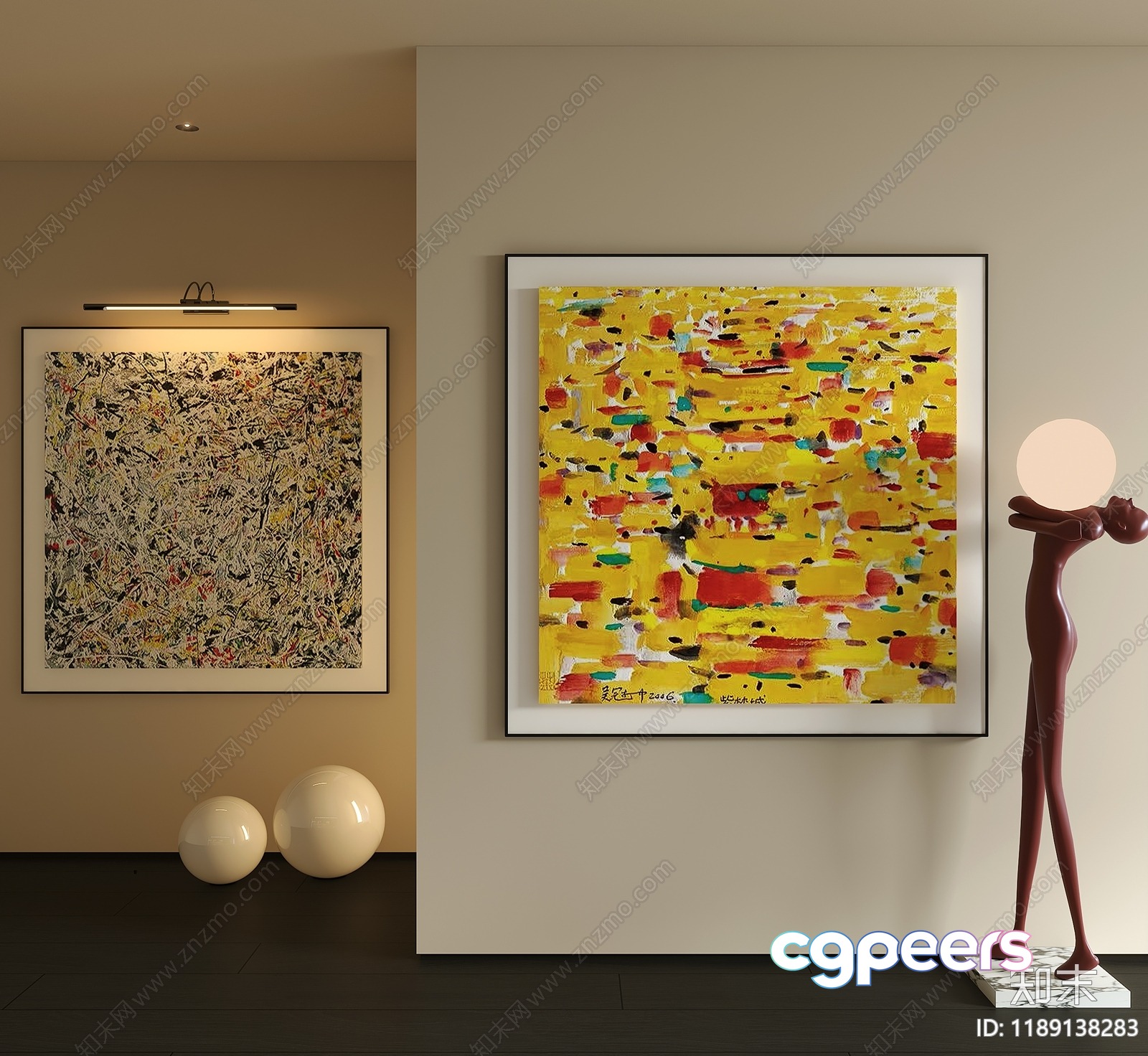 Abstract Artwork In A Modern Setting 3D Model - 7855 - VRAY Render Abstract Artwork In A Modern Setting 3D Model - 7855 - VRAY Render
