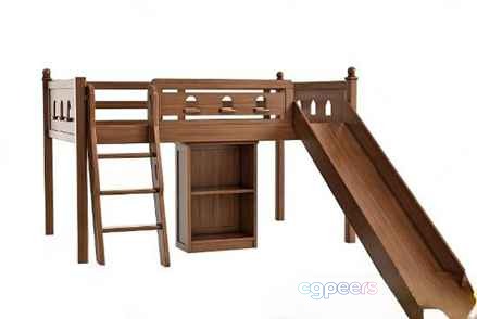 Wooden Loft Bed With Slide 3D Model - 9584 - VRAY Render Wooden Loft Bed With Slide 3D Model - 9584 - VRAY Render