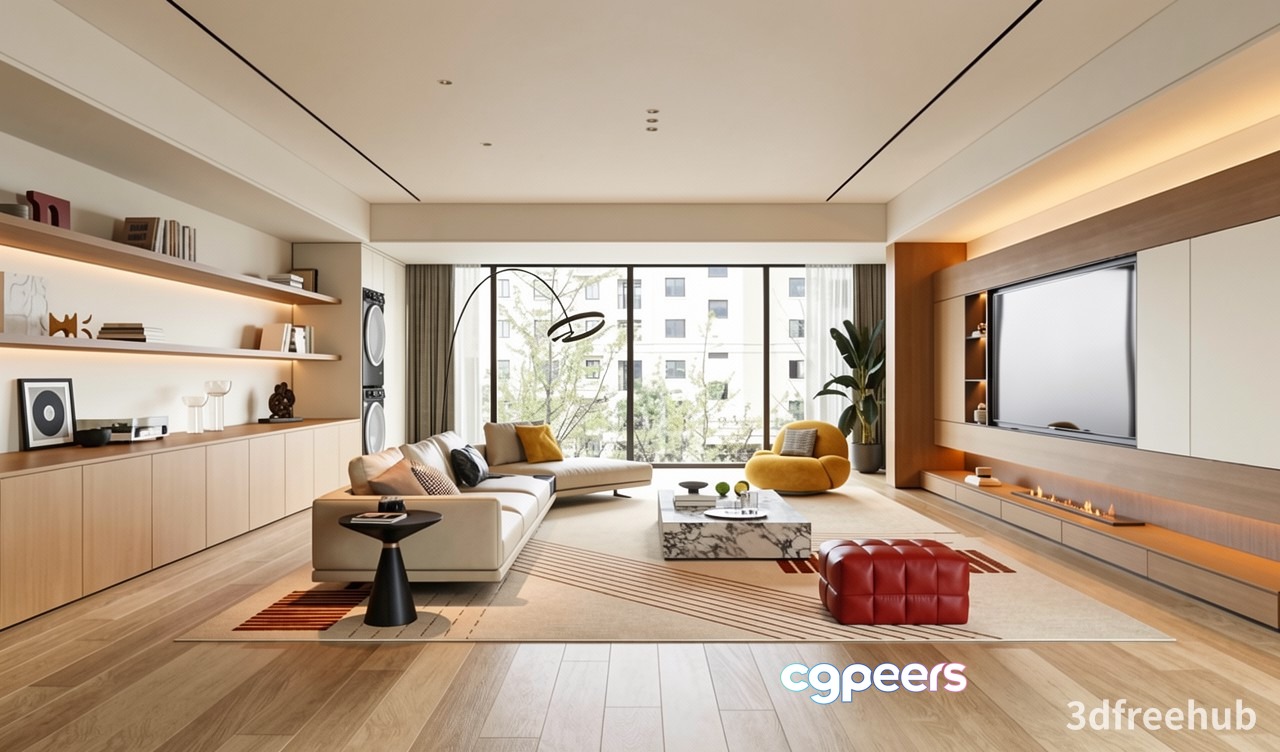 Modern Living Room 3D Model - 23284 - VRAY Render Modern Living Room 3D Model - 23284 - VRAY Render
