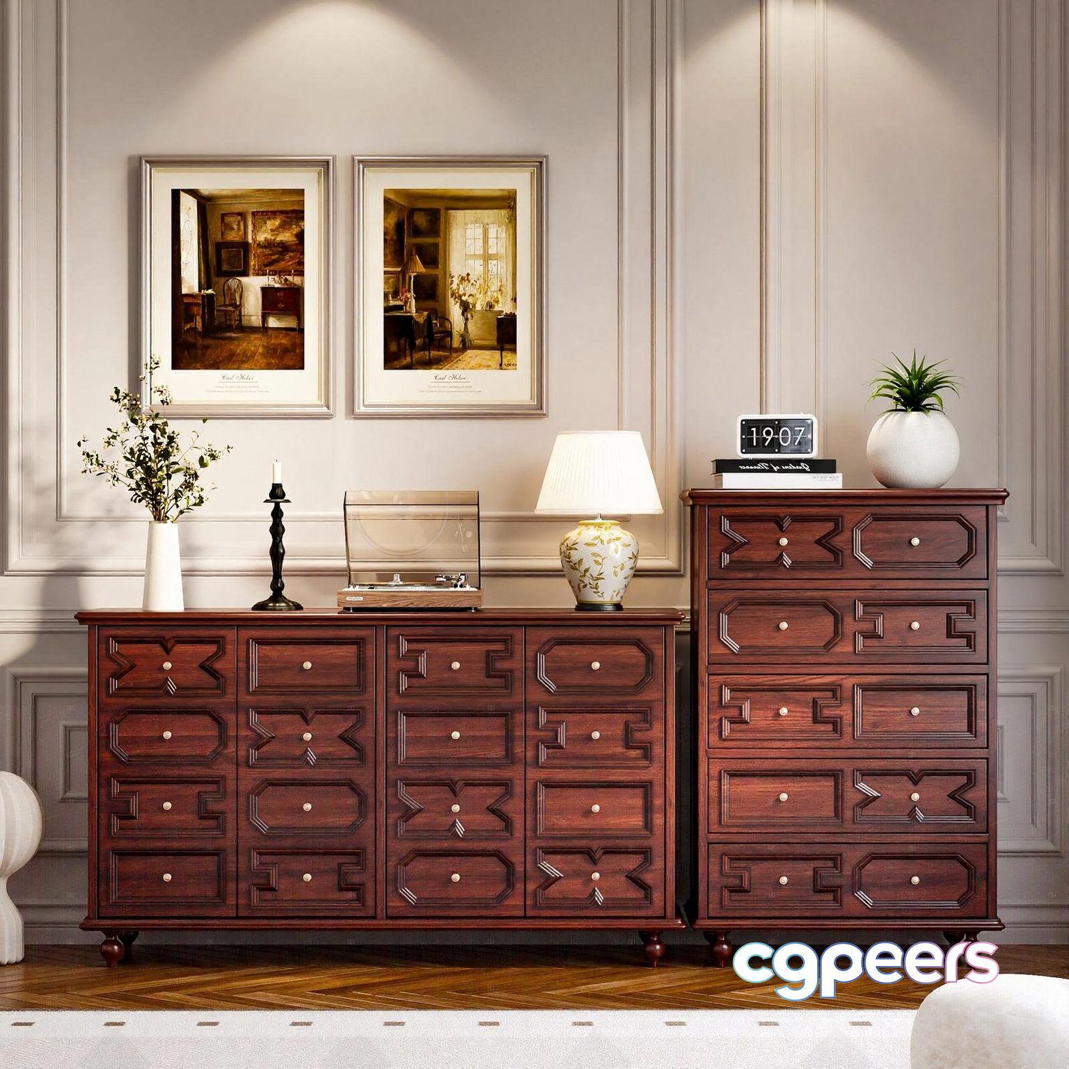 Wooden Dresser Set 3D Model - 1794 - VRAY Render