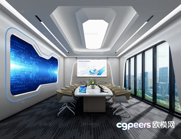A Futuristic Conference Room 3D Model - 22772 - VRAY Render