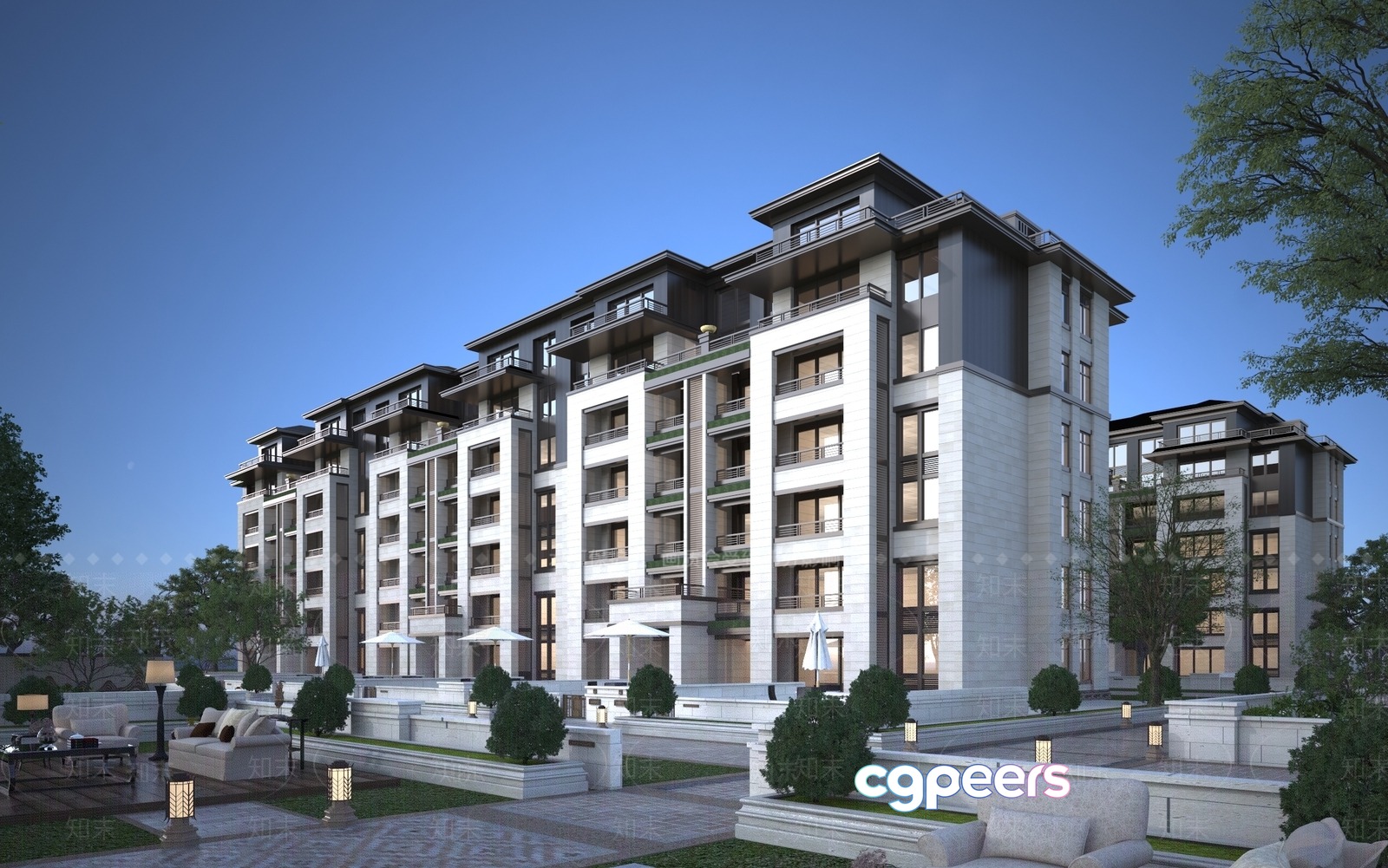 Large Apartment Building 3D Model - 2275 - VRAY Render