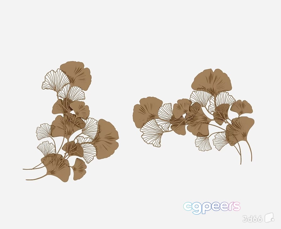 Two Ginkgo Leaves 3D Model - 19448 - VRAY Render