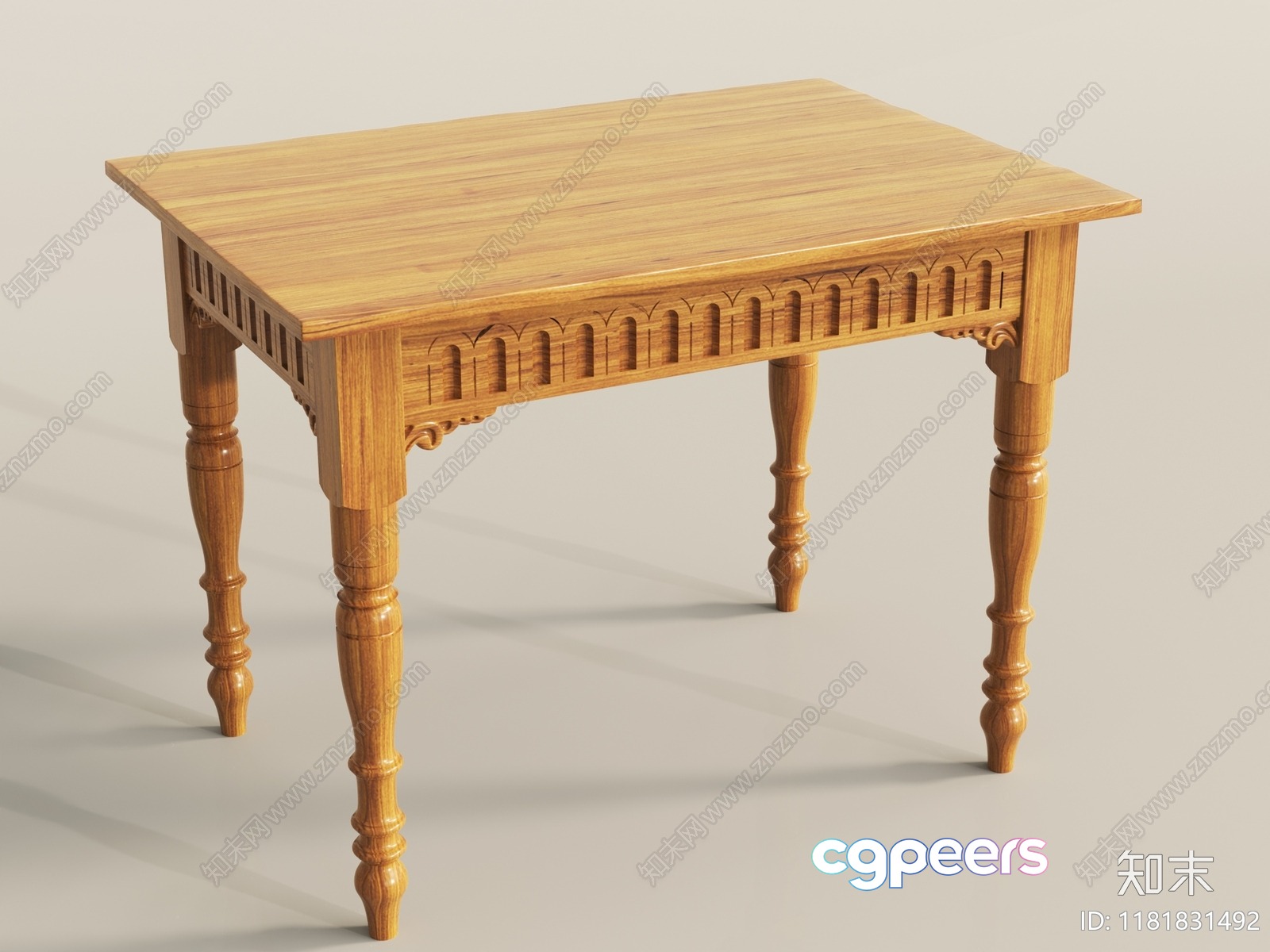 A Wooden Table With Ornate Legs 3D Model - 141 - VRAY Render A Wooden Table With Ornate Legs 3D Model - 141 - VRAY Render