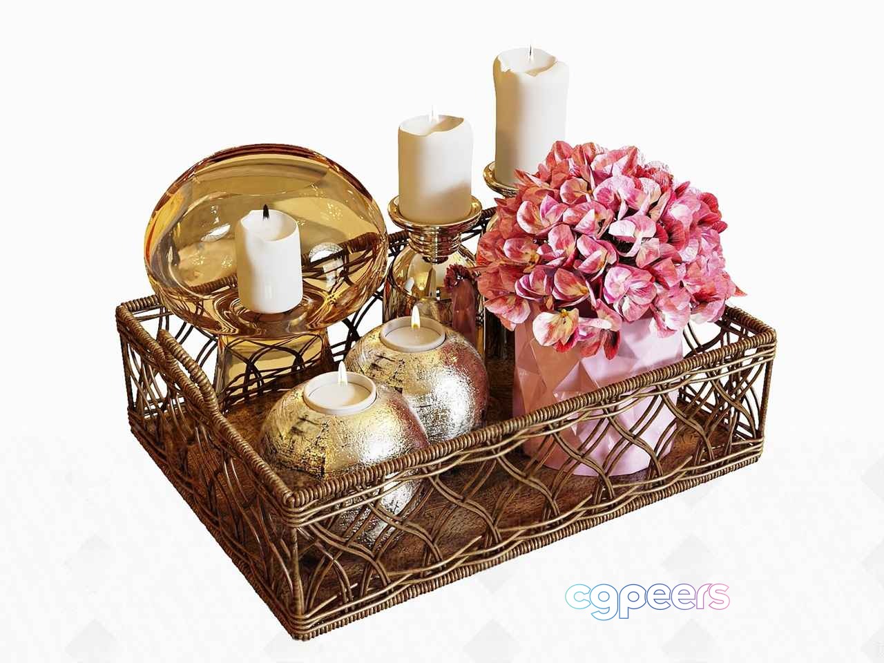 Gold Decorative Basket 3D Model - 1749 - CORONA Render Gold Decorative Basket 3D Model - 1749 - CORONA Render