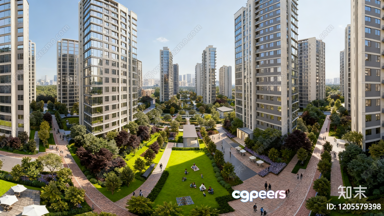 A Cityscape With Tall Buildings 3D Model - 4923 - VRAY Render