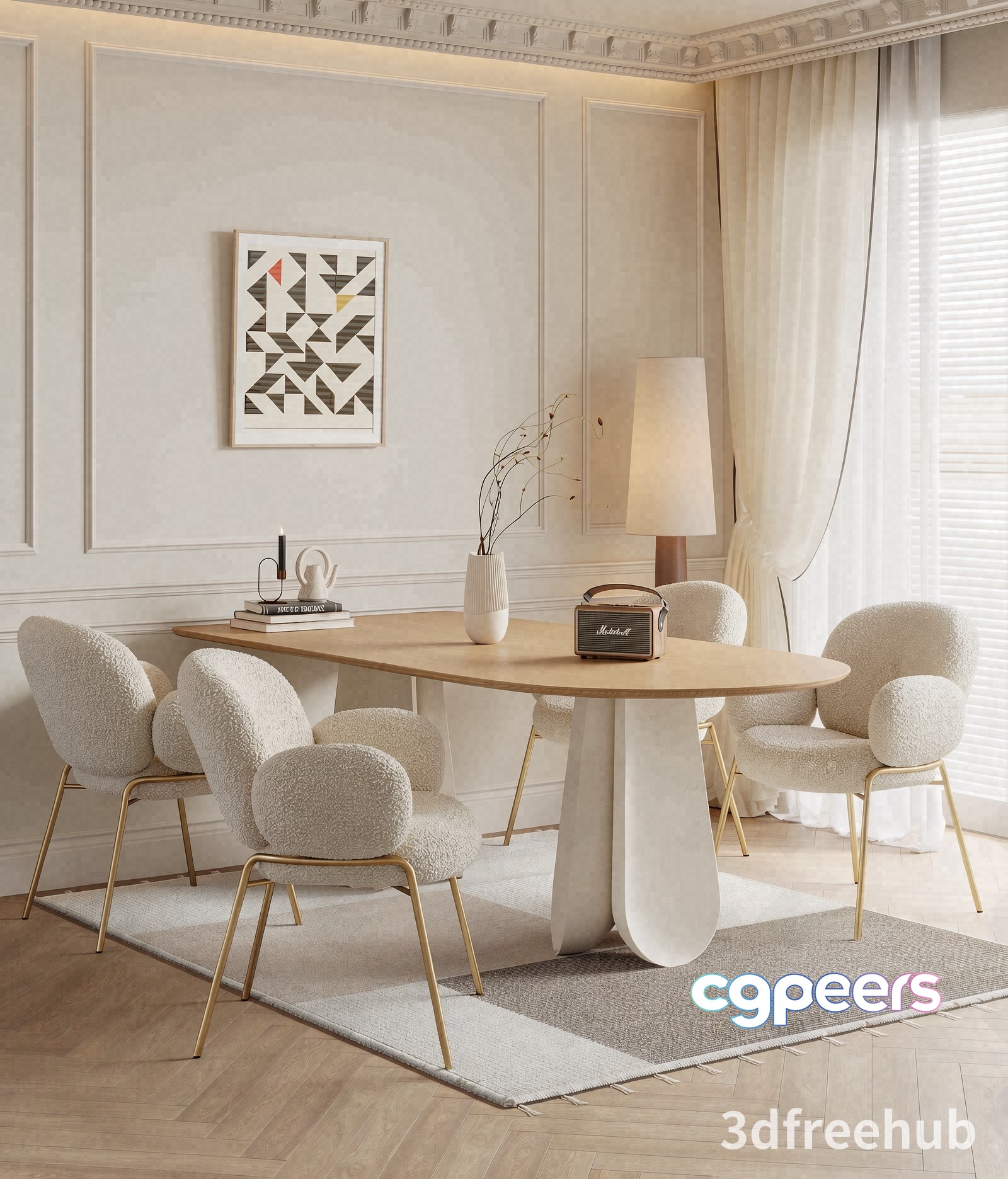 A Modern Dining Room 3D Model - 21987 - VRAY Render