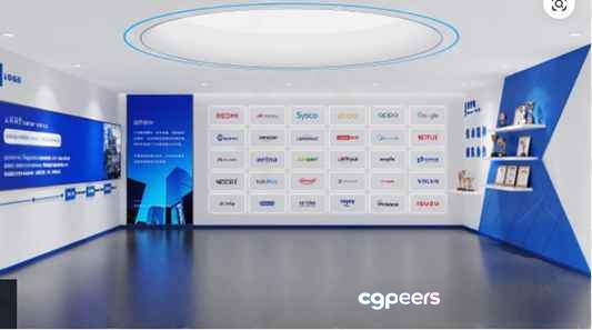 A Large Room With A Blue And White Color Scheme 3D Model - 9710 - VRAY Render A Large Room With A Blue And White Color Scheme 3D Model - 9710 - VRAY Render