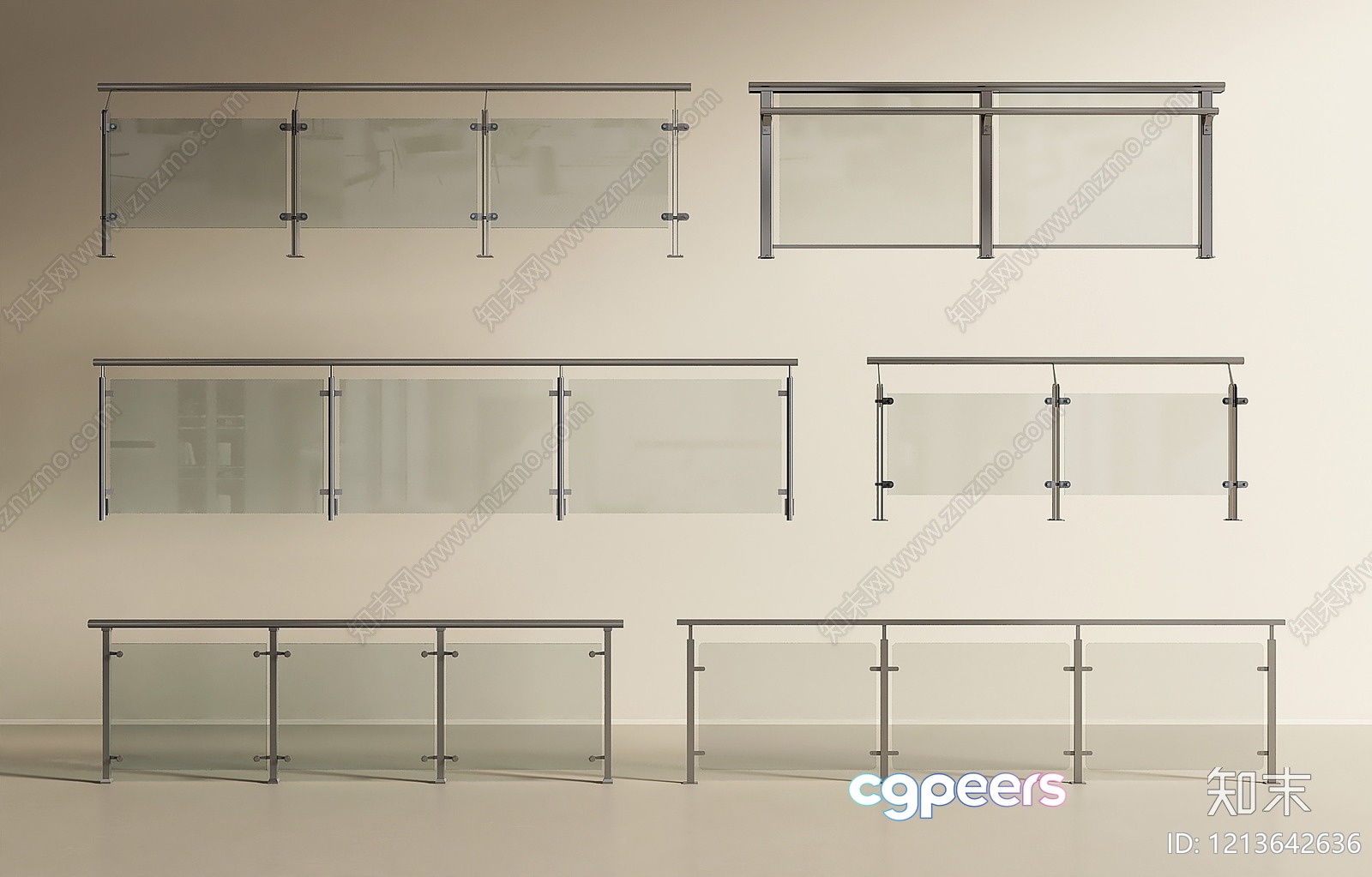 Modern Glass Railing 3D Model - 14136 - VRAY Render