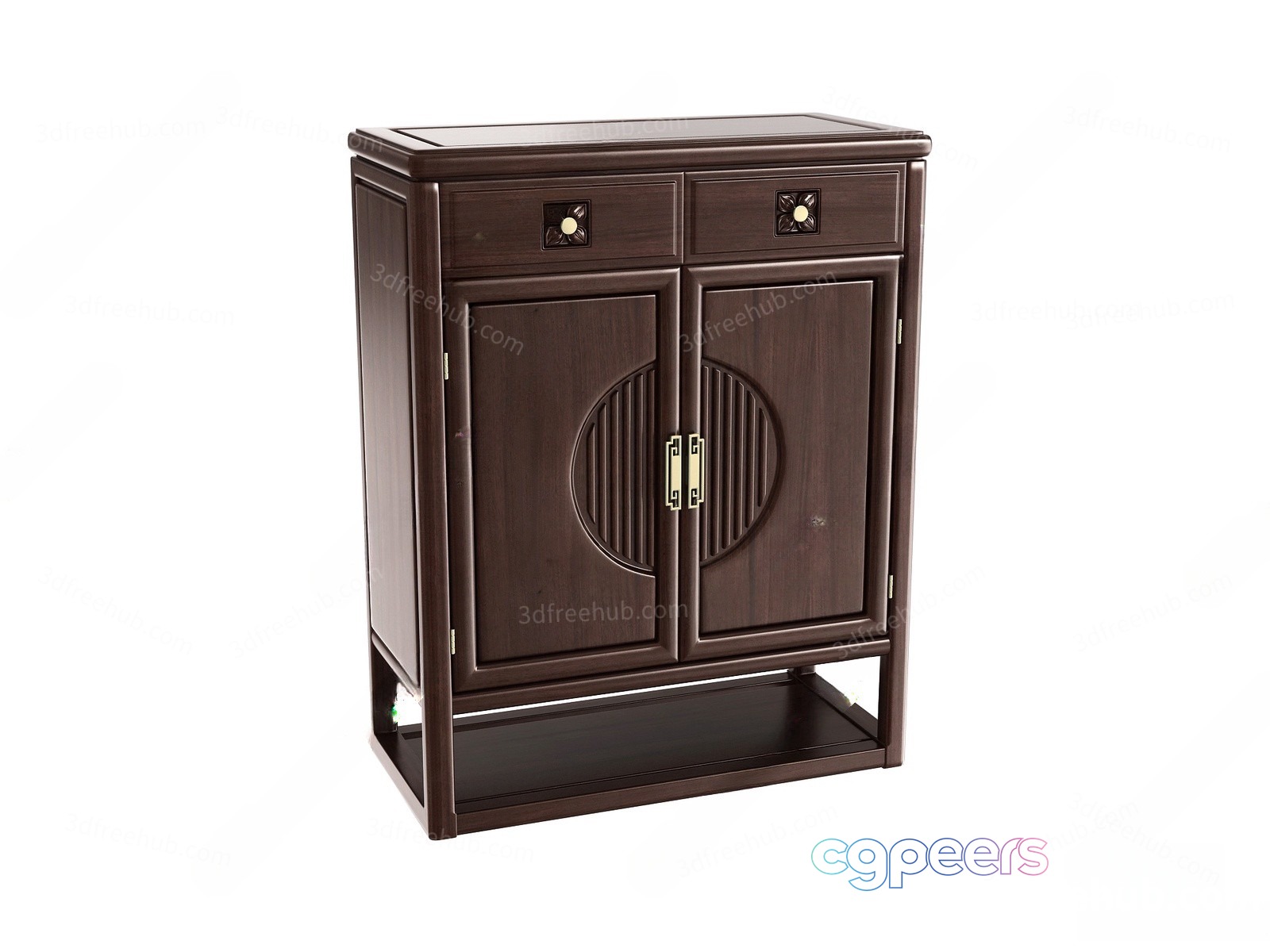 A Dark Brown Wooden Cabinet 3D Model - 22596 - VRAY Render