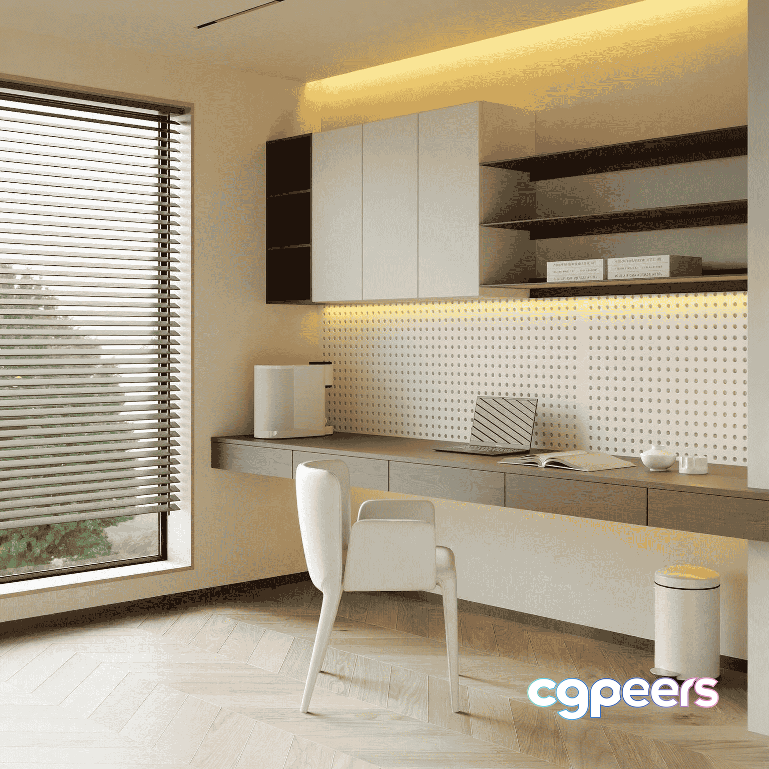 Modern Minimalist Office Space 3D Model - 13535 - VRAY Render