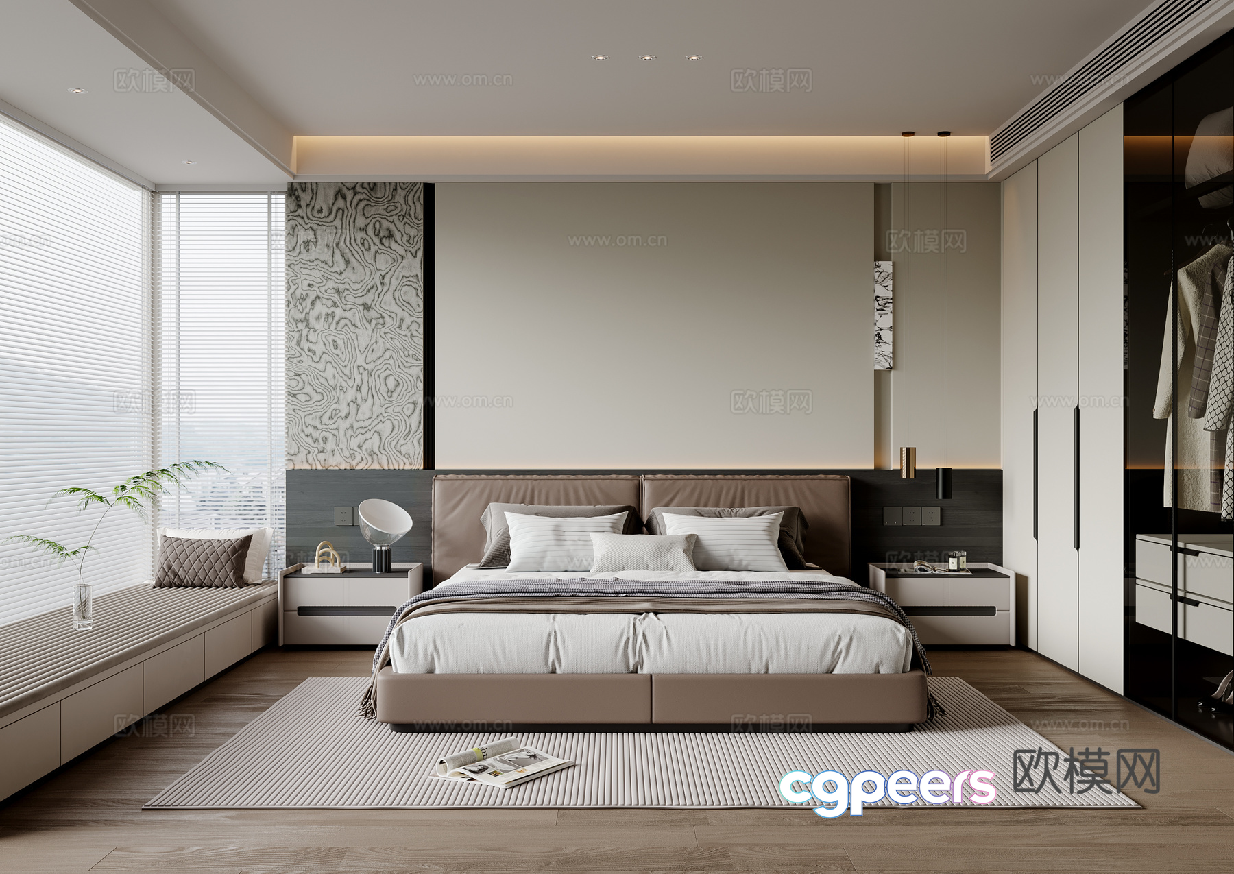 Cozy Modern Bedroom 3D Model - 7118 - VRAY Render Cozy Modern Bedroom 3D Model - 7118 - VRAY Render