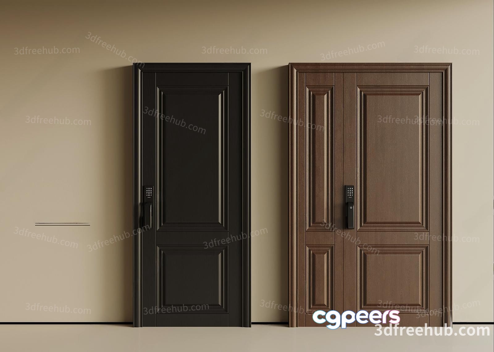Two Doors In A Room 3D Model - 21321 - VRAY Render