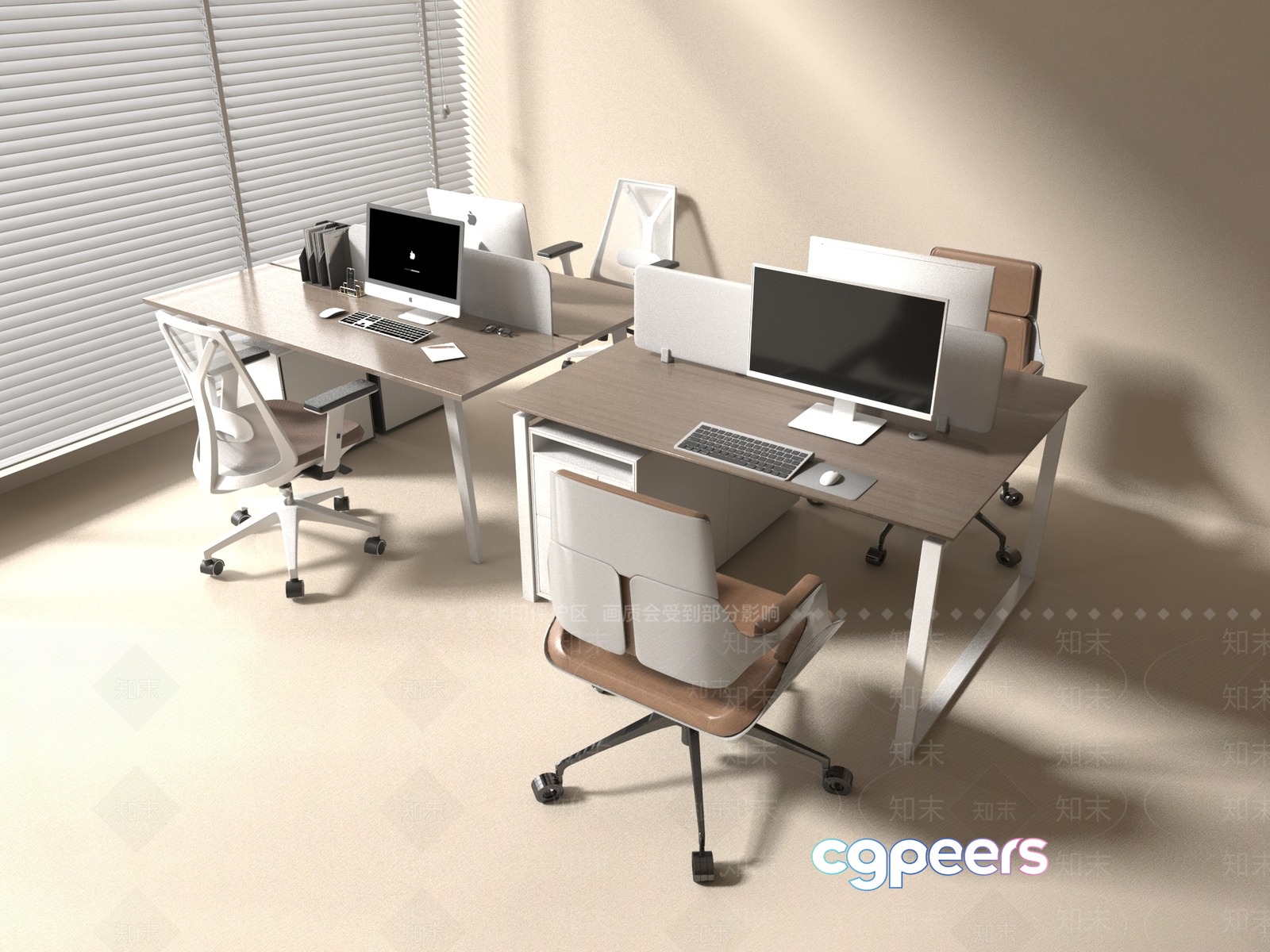 Modern Office Furniture 3D Model - 1322 - VRAY Render